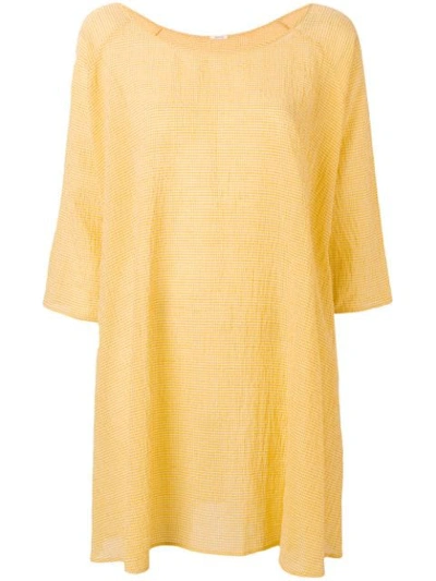 Apuntob Textured Gingham Dress In Yellow