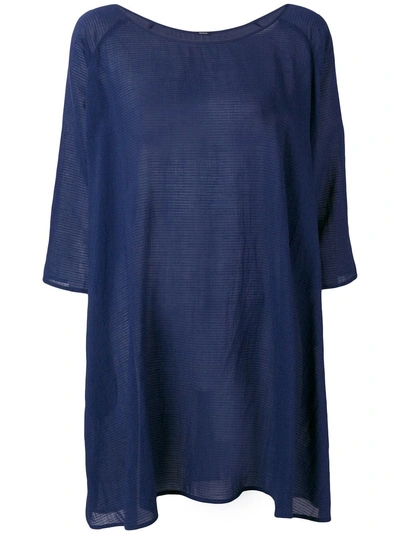 Apuntob Textured Stripe T-shirt Dress - Blue