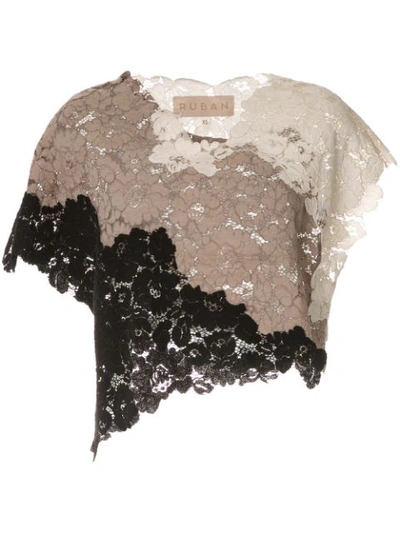 Ruban Floral Lace Top In Brown