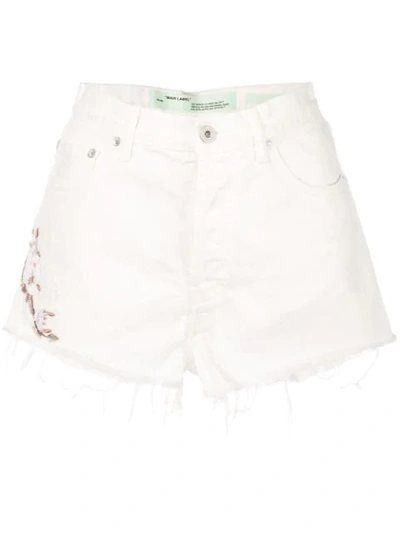 Off-white Cropped Denim Shorts In White
