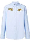 Kenzo Jumping Tiger Button-down Shirt In Blue