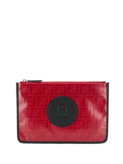 Fendi Monogram Pouch In F051u Rosso+nr+pal