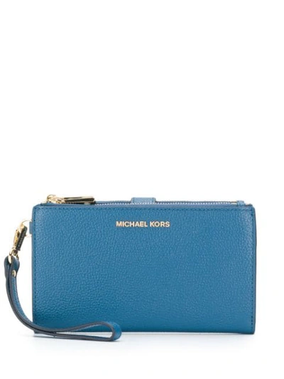Michael Michael Kors Logo Plaque Wallet In Blue