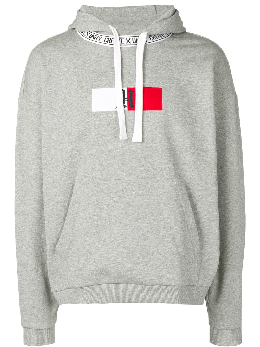 Tommy Hilfiger Logo Embroidered Hoodie - Grey | ModeSens