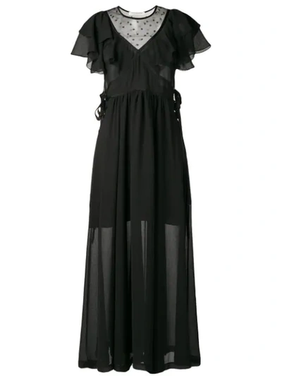 Philosophy Di Lorenzo Serafini Ruffle Maxi Dress In Black