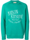 Maison Kitsuné Logo Embroidered Sweatshirt In Green