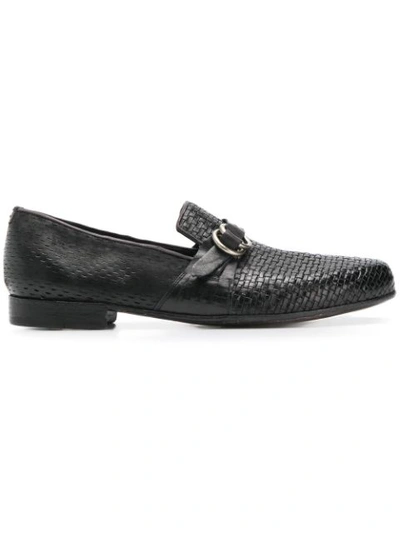 Lidfort Woven Texture Loafers In Black