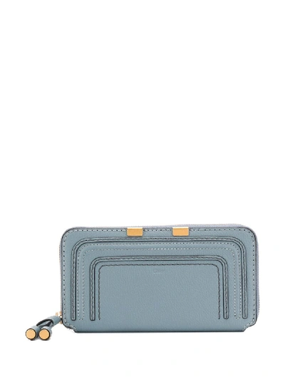 Chloé Marcie Leather Zip-around Wallet In Dark Blue