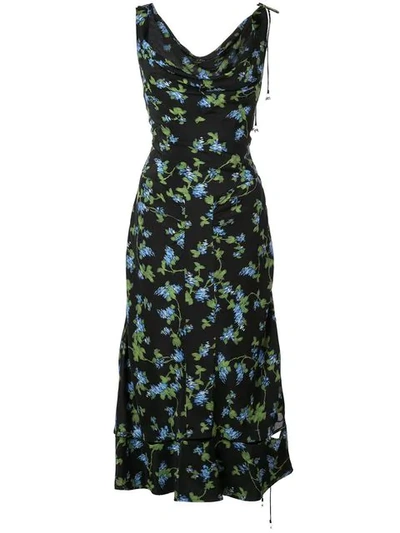 Altuzarra Asymmetric Floral Print Dress In Blue