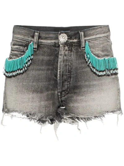 Alanui Denim Shorts With Beads In Black