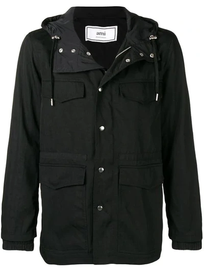 Ami Alexandre Mattiussi Patch Pockets Parka In Black