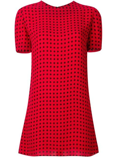 Saint Laurent Stars Print Mini Dress In Red