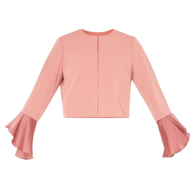 Paisie Cropped Jacket With Flared Sleeves In Blush