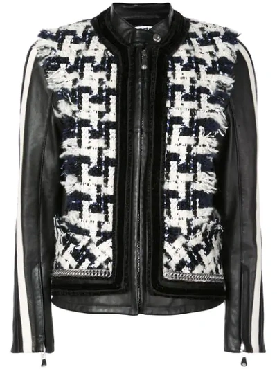 Alexander Wang Oversized Tweed & Leather Hybrid Jacket In Black