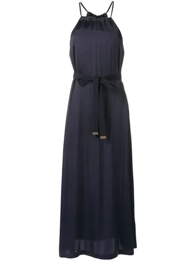 Peserico Bow Tie Maxi Dress In Blue
