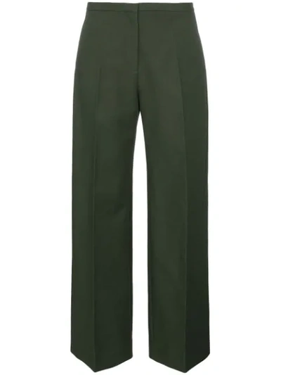 Khaite Charlize Green Wide-leg Cotton Trousers