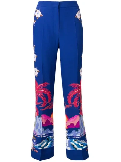Etro All-over Print Trousers In Blue