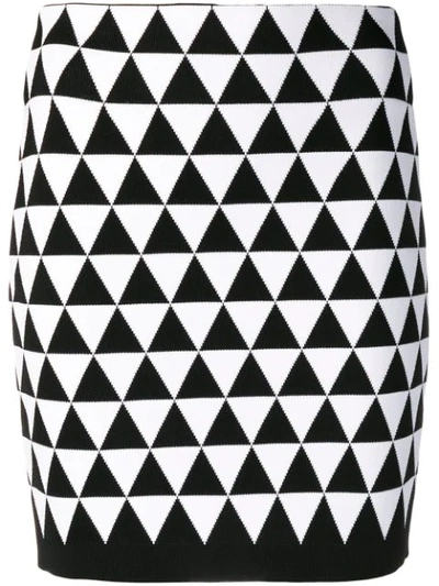 Balmain Geometric-pattern Mini Skirt In Black