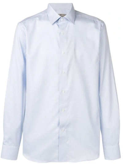 Canali Checked Pointed Collar Shirt In Blue