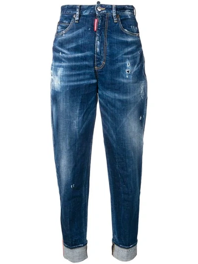 Dsquared2 Tapered-jeans Mit Hohem Bund In Blue