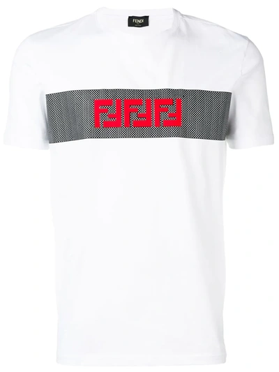 Fendi Ff Band Print Cotton T-shirt In F0znm