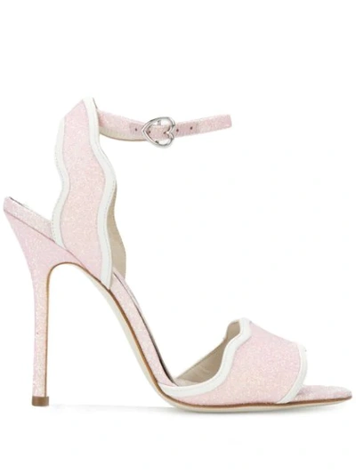 Francesca Bellavita Stardust Glitter Stiletto Sandals In Pink