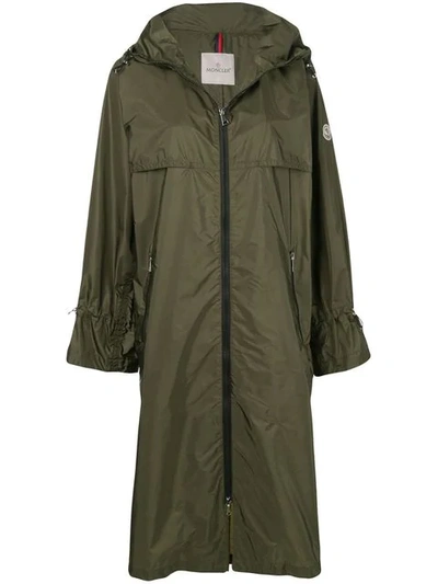 Moncler Satin-shell Raincoat In Green