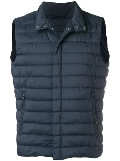 Herno Quilted Padded Vest In Blue