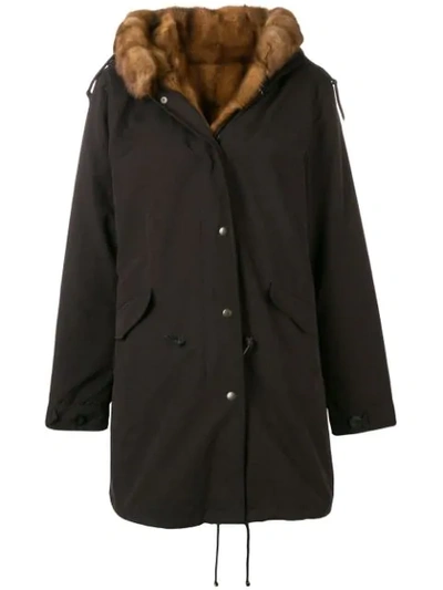 Liska Hooded Zip-up Coat In Black