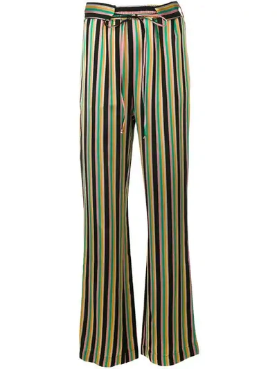 Pinko Striped Flare Trousers In Black