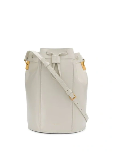 Saint Laurent Neutral Talitha Small Leather Bucket Bag In White