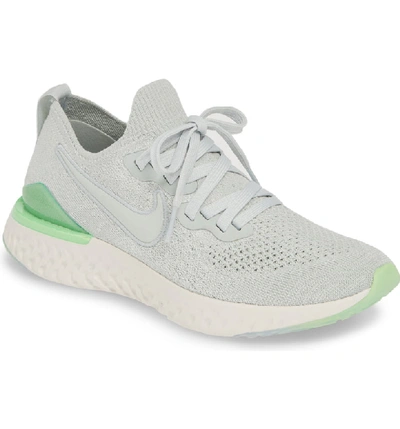 Nike Epic React Flyknit 2 Running Shoe In Light Silver/ Spruce Fog
