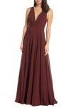 Jenny Yoo Ryan Illusion Neck Chiffon Gown In Hibiscus