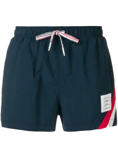 Thom Browne Side Stripe Technical Swim Shorts In Blue