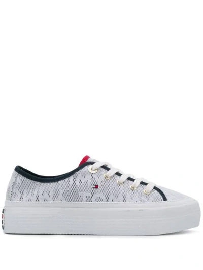 Tommy Hilfiger Jacquard Flatform Sneakers In White