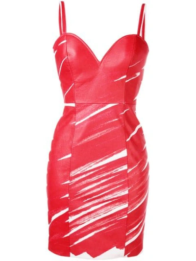 Moschino Sleeveless Leather Dress In Red