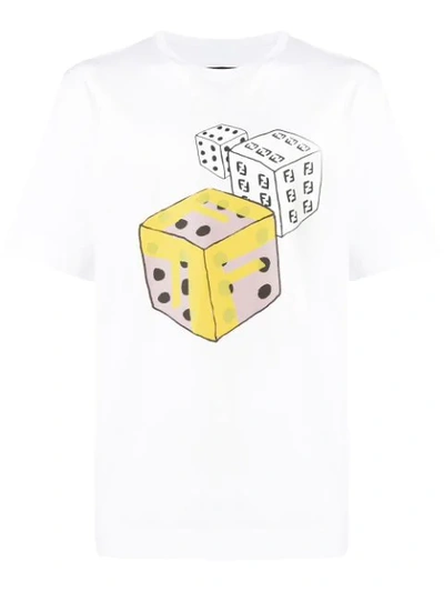 Fendi Logo Dice Print T In White