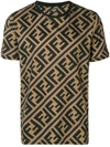 Fendi T-shirt Mit Monogrammmuster In Brown ,black