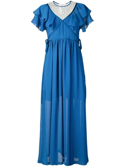 Philosophy Di Lorenzo Serafini Ruffled Long Dress In Blue