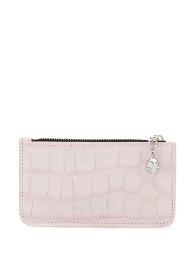 Alexander Mcqueen Skull-zip Cardholder In Pink