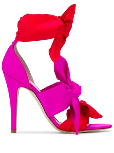 Gia Couture Bow Tie Sandals In Fuchsia