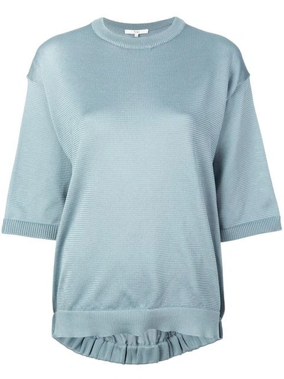 Tibi Half-sleeve Knitted Sweater In Blue