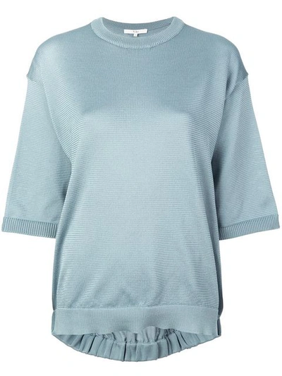 Tibi Half-sleeve Knitted Jumper In Blue