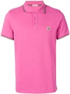 Moncler Contrast-tipped Cotton-piqué Polo Shirt In Pink