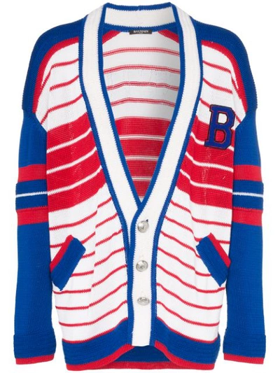 Balmain Men's Striped Oversized Cardigan In Multicoloured