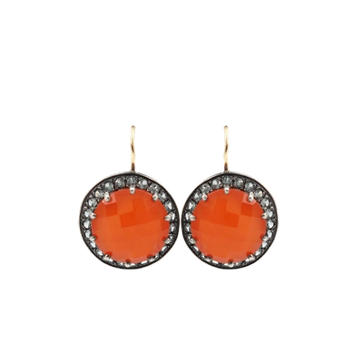 Andrea Fohrman Carnelian And Gray Sapphire Button Earrings In Oxdzslvr