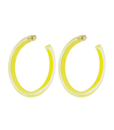 Alison Lou Medium Neon Yellow Loucite Jelly Hoops In Yellow Gold