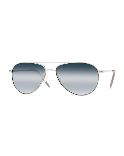 Oliver Peoples Benedict 59 Aviator Sunglasses In Silver