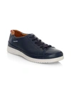 Mephisto Thomas Leather Lace-up Sneakers In Navy Hazelnut