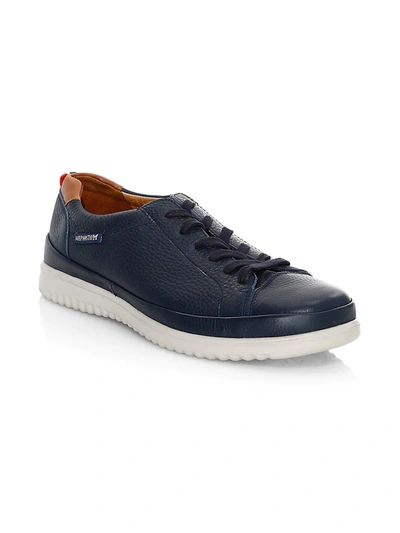 Mephisto Thomas Leather Lace-up Trainers In Navy Hazelnut